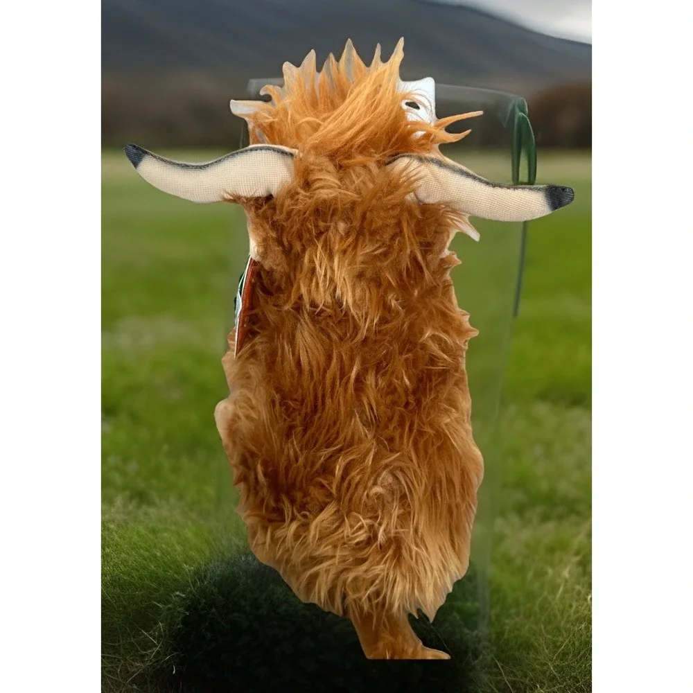 Living Nature Highland Cow Brown Stuffed Animal | Farm Toy with Sound | Soft Toy